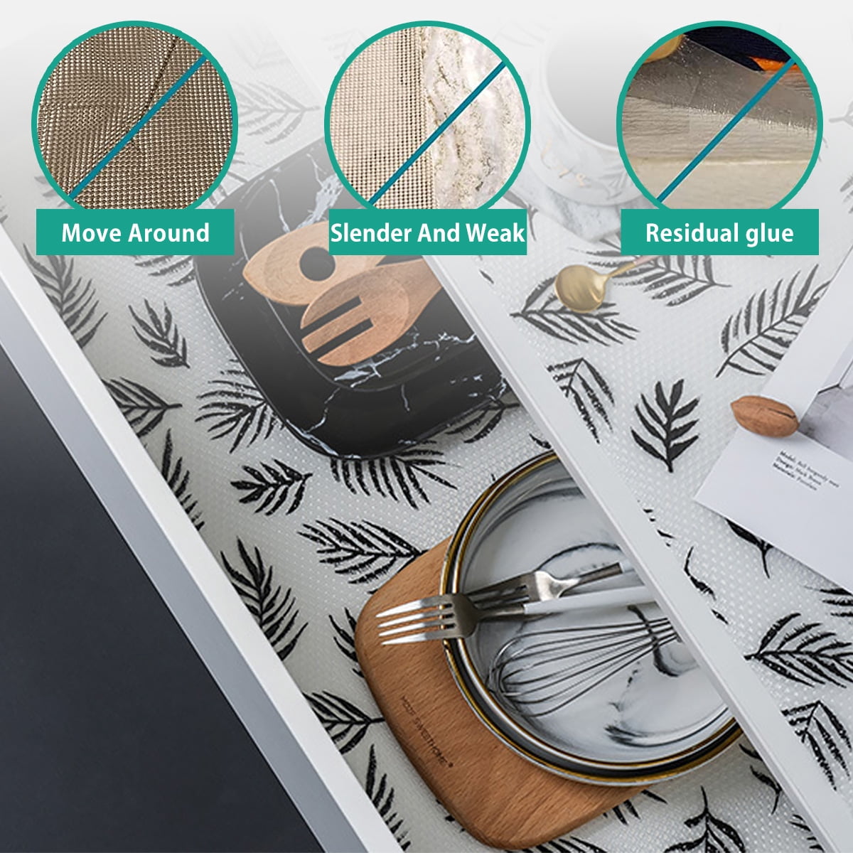 Revêtement De Tiroir Non Adhésif Pour Armoire De Cuisine, 25,4 Cm De Large X 6,1 M, Antidérapant, Imperméable, Lavable Et épais Pour Salle De Bain, Commode, Garde-manger