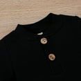 thumbnail image 4 of Izhansean Newborn Infant Baby Boy Girl Winter Clothes Ribbed Solid Button Long Sleeve Tops Pants 2PCS Set Black 0-3 Months, 4 of 10