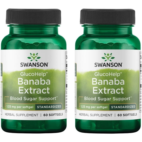 Swanson Glucohelp Banaba Extract - Standardized 1.33 mg 60 Sgels (2 Pack)