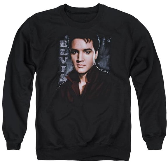 Trevco Sportswear ELV287-AS-1 Elvis Presley Tough Adult Crewneck Sweatshirt, Black - Small