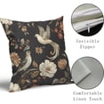thumbnail image 4 of Vintage Floral Pillow Covers 18x18 Inch Set of 2 Retro Style Black Flower and Bird Decorative Throw Pillows Chinoiserie Pillowcases Rustic Farmhouse Cotton Linen Cushion Covers for Couch Home Decor, 4 of 6