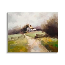 Stupell Industries Country Barn with Fence Landscape Painting Gallery Wrapped Canvas Art Print Wall Art, 30 x 24