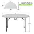 Magshion 5Ft Round BiFold, 60 in Folding Dining Table, Gray Plastic Table with Metal Frame for