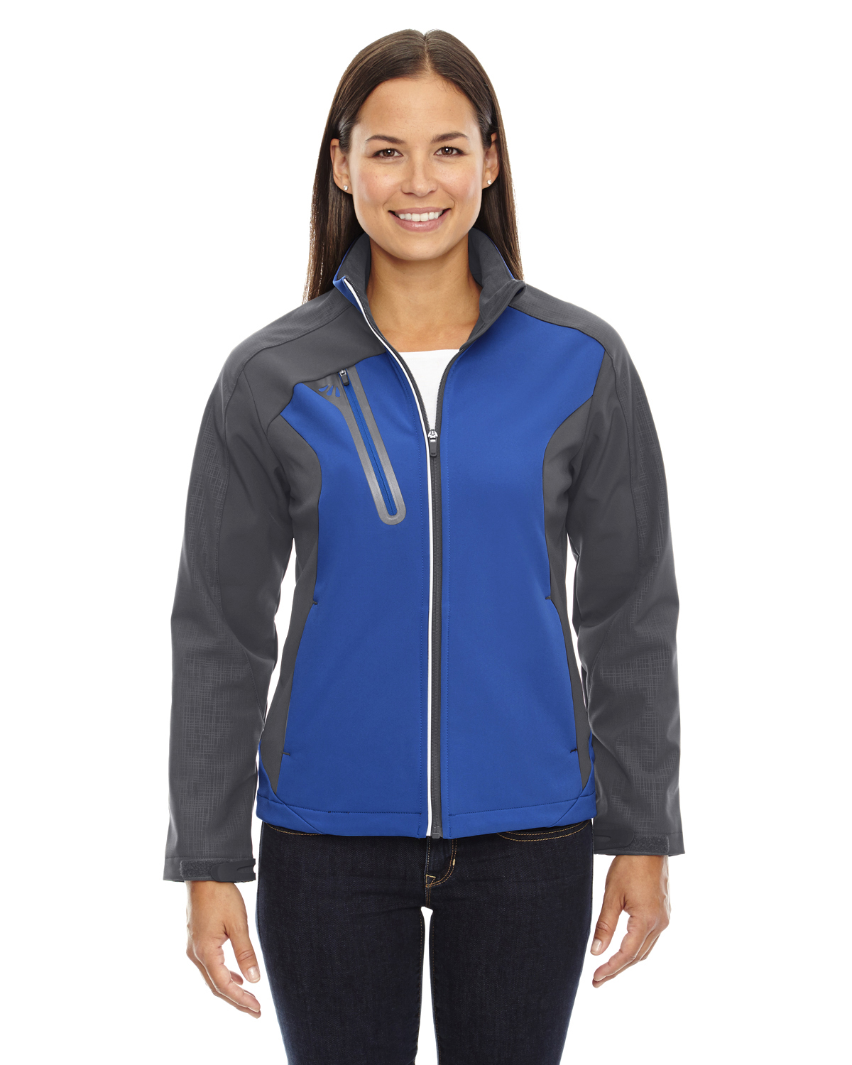 The Ash City - North End Ladies' Terrain Colorblock Soft Shell with Embossed Print - NAUTICL BLUE 413 - L - image 1 of 2