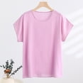 thumbnail image 4 of Womens Solid Color Cap Sleeve Blouses T-Shirt Casual Crew Neck Loose Fit Basic Shirts Tank Tops for Summer Purple, 4 of 5