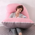 thumbnail image 4 of TOPCHANCES Pregnancy Pillow, J Shaped Full Body Soft Maternity Pillow with Removable Velvet Cover, 27*57inch, Pink/Gray, 4 of 12