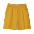 thumbnail image 2 of CPNG Boys and Girls Casual Knit Shorts Summer Lightweight Solid Color Elastic High Waist Pull-on Shorts(Yellow,7-8 Years), 2 of 3
