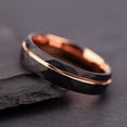 thumbnail image 5 of Rose Gold and Black Rhombus-cut Sandblasted Finish Unisex Tungsten Steel Two-tone Ring, 5 of 5