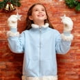 thumbnail image 2 of LIJCC Girls Mock Neck Jackets Furry Trim Winter Warm Zipper Sweatshirts Soft Fleece Oversized Xmas Trendy Coats(Light Blue,7-8 Years), 2 of 7