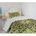 thumbnail image 4 of Ambesonne Olive Green Quilted Bedspread Set 2 Pcs, Fruit Branches, Twin Size, Olive Green Green, 4 of 6