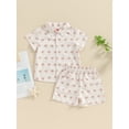 thumbnail image 2 of Bagilaanoe 2pcs Toddler Baby Boy Shorts Set Short Sleeve Print Shirt Tops + Shorts 6M 12M 18M 24M 3T 4T Kids Casual Summer Clothes, 2 of 8