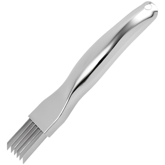 Stainless Steel Onion Cutter, Shred Silk Knife with 6 Cutters, Multifunctional Green Onion Shredder and Kitchen Garlic Shredder with Protective Cover for Fast Vegetable Slicing, Silver