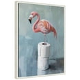 thumbnail image 4 of Kate and Laurel Flamingo Standing with Toilet Paper Rolls Bathroom Art Framed Canvas Wall Art by The Creative Bunch Studio 18 x 24 Sylvie Beaded White, Whimsical, Animals, Bathroom, Humor Art for Wall, 4 of 8
