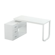 MONSLIPA L Shaped Desk with Storage Shelf and 3 Drawers, 55 Home Office Corner Office Writing Desk Study Workstation Table, White