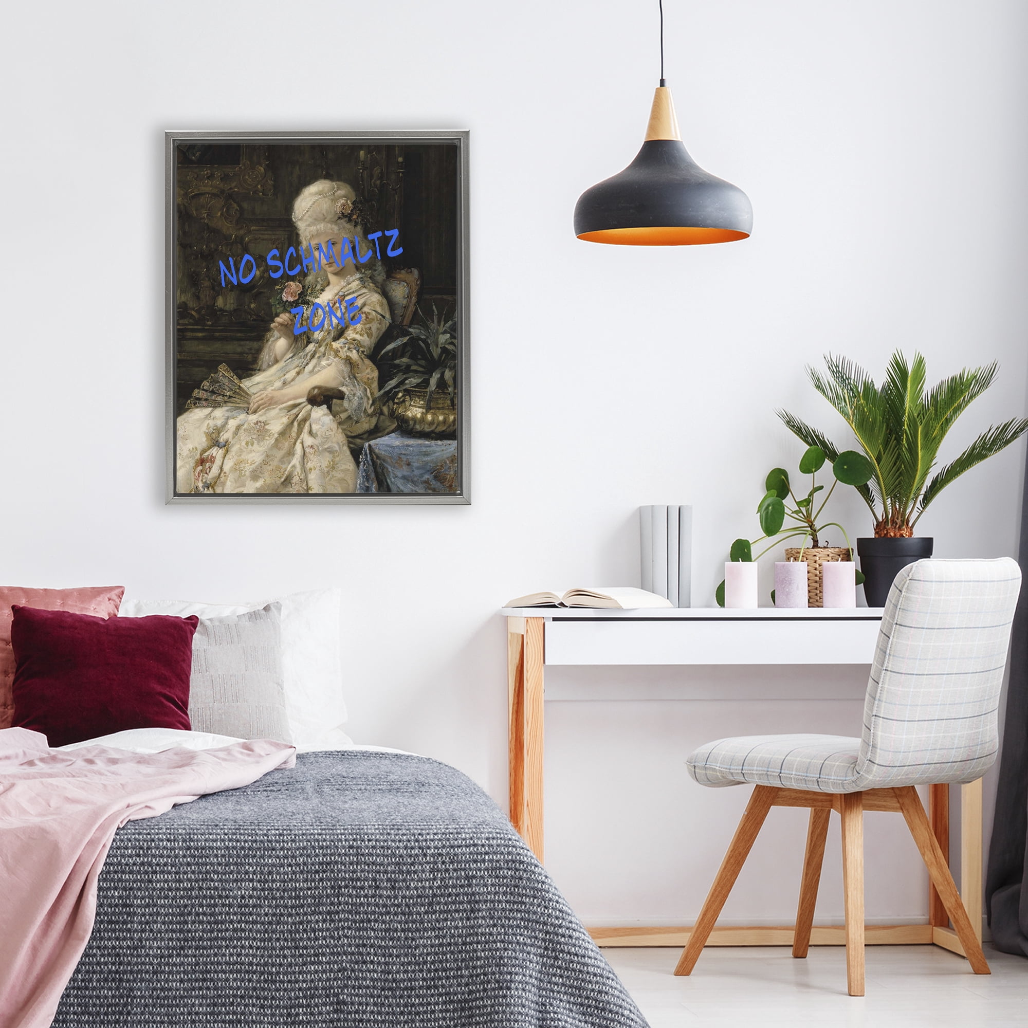 Stupell Industries Iconic No Schmaltz Zone Gray Framed Floater Canvas Wall Art, design by Grotto Studios