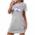 thumbnail image 4 of Sakmal Love Womens Moomoo Nightgowns Valentines Short Sleeve Pajama Dress Short Heart Print Ladies Nightgown M, 4 of 5