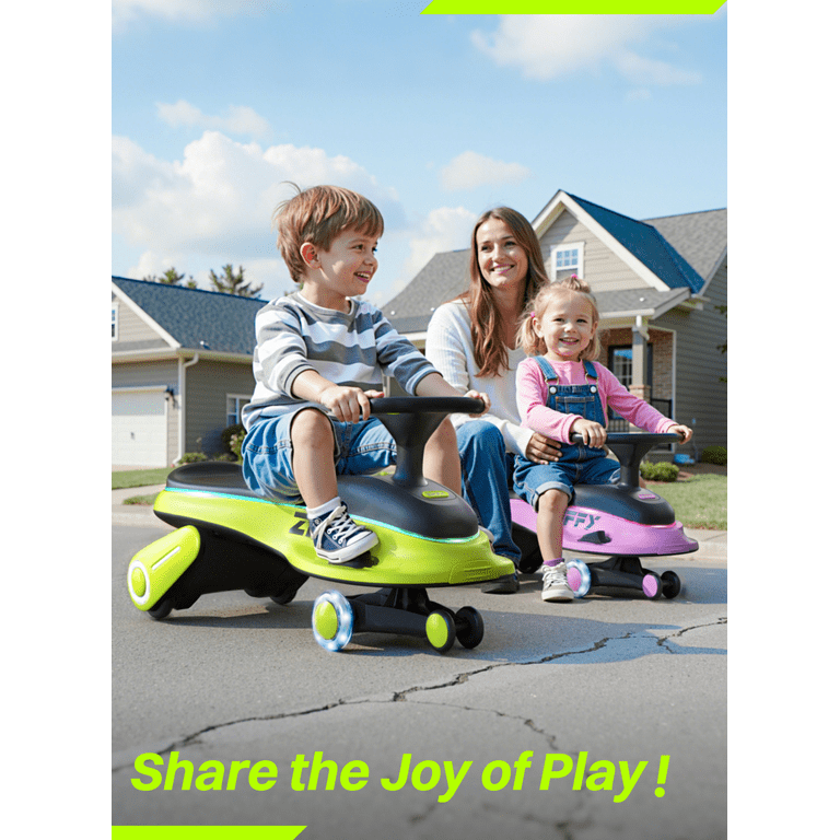 ZIFFY Light-Up Electric Wiggle Car, 45W 5.5A, 2-in-1 Swing Car