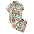 thumbnail image 2 of Danhjin Men's Hawaiian Shirt and Short Pants 2 Piece Vacation Outfits Sets Casual Button Down Beach Floral Suits on Clearance, 2 of 9