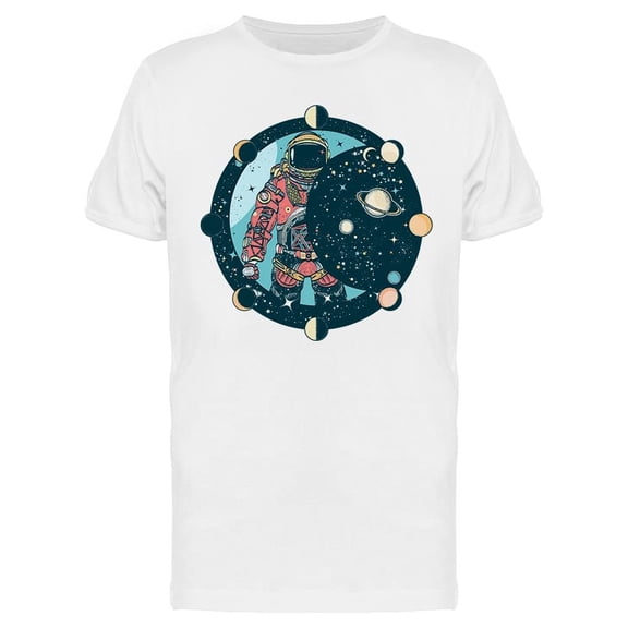 Astronaut With Moon Phases T-Shirt Men -Image by Shutterstock, Male Large