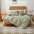 thumbnail image 6 of Boho Duvet Cover Mist Sage - Tufted Geometric Textured Queen Size Comforter Cover Set with Corner Ties & Zipper Closure, 6 of 11