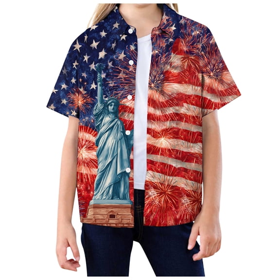 Staki 250 Anniversary USA Shirt Girl American Flag Shirt for Girls: 4th July Graphic T-Shirts Patriotic USA Flag Star Stripes Tees Hawaiian Button Down Tops 4T 5T 454T(Light Purple,4-5 Years)