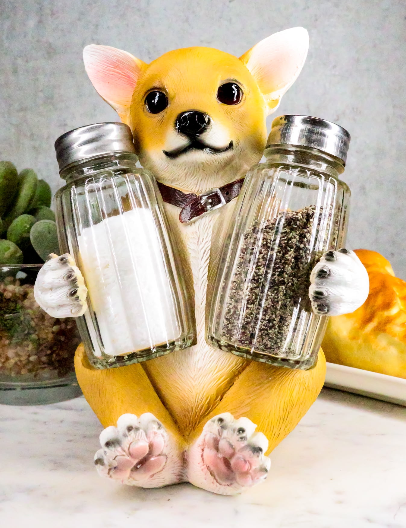 Chihuahua's Latinos magnetic Ceramic S&P Shakers kitchen decor 