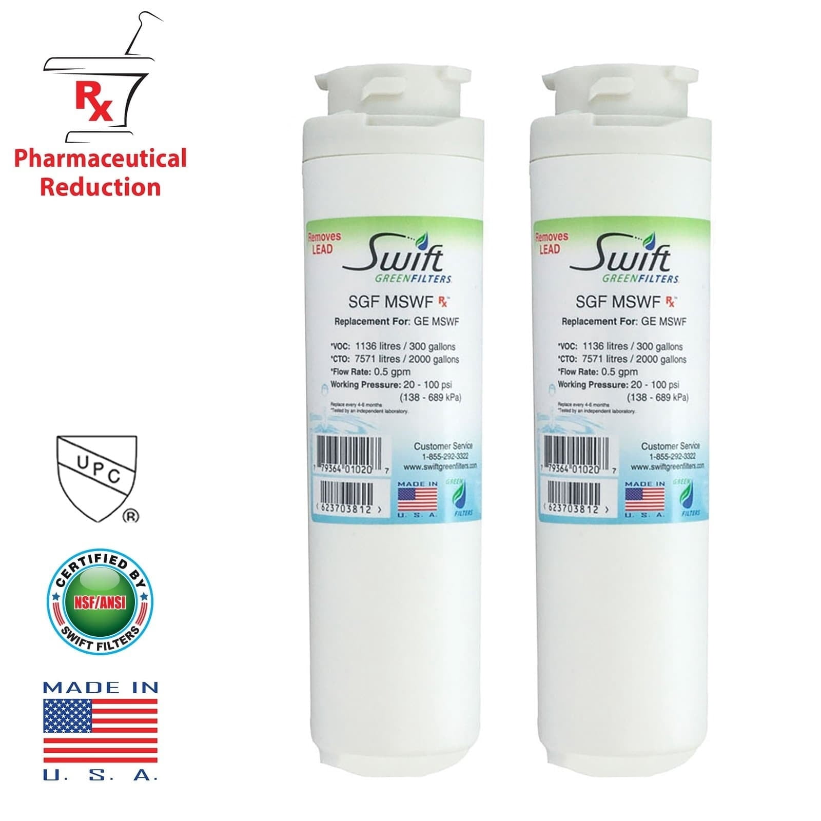 Swift Green Filters Replacement GE MSWF 101820A Kenmore 469914 Refrigerator Water Filter SGF-MSWF Rx