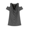 thumbnail image 5 of ChaoHeng Women Dresses on Clearance Summer Dresses for Women Plus Size Women's Summer Off Shoulder Loose V-Neck Short Sleeved Patchwork Fake Two-piece Dress, 5 of 6