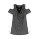 thumbnail image 5 of Puntoco Vestido De Manga Corta Con Cuello En V, Vestido De Dos Piezas Falso Con Hombros Descubiertos Y Cuello En V Suelto De Verano Para Mujer, Gris Xl, 5 of 6