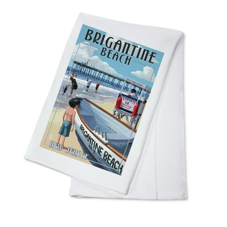 

Brigantine Beach New Jersey Lifeguard Stand (100% Cotton Tea Towel Decorative Hand Towel Kitchen and Home)