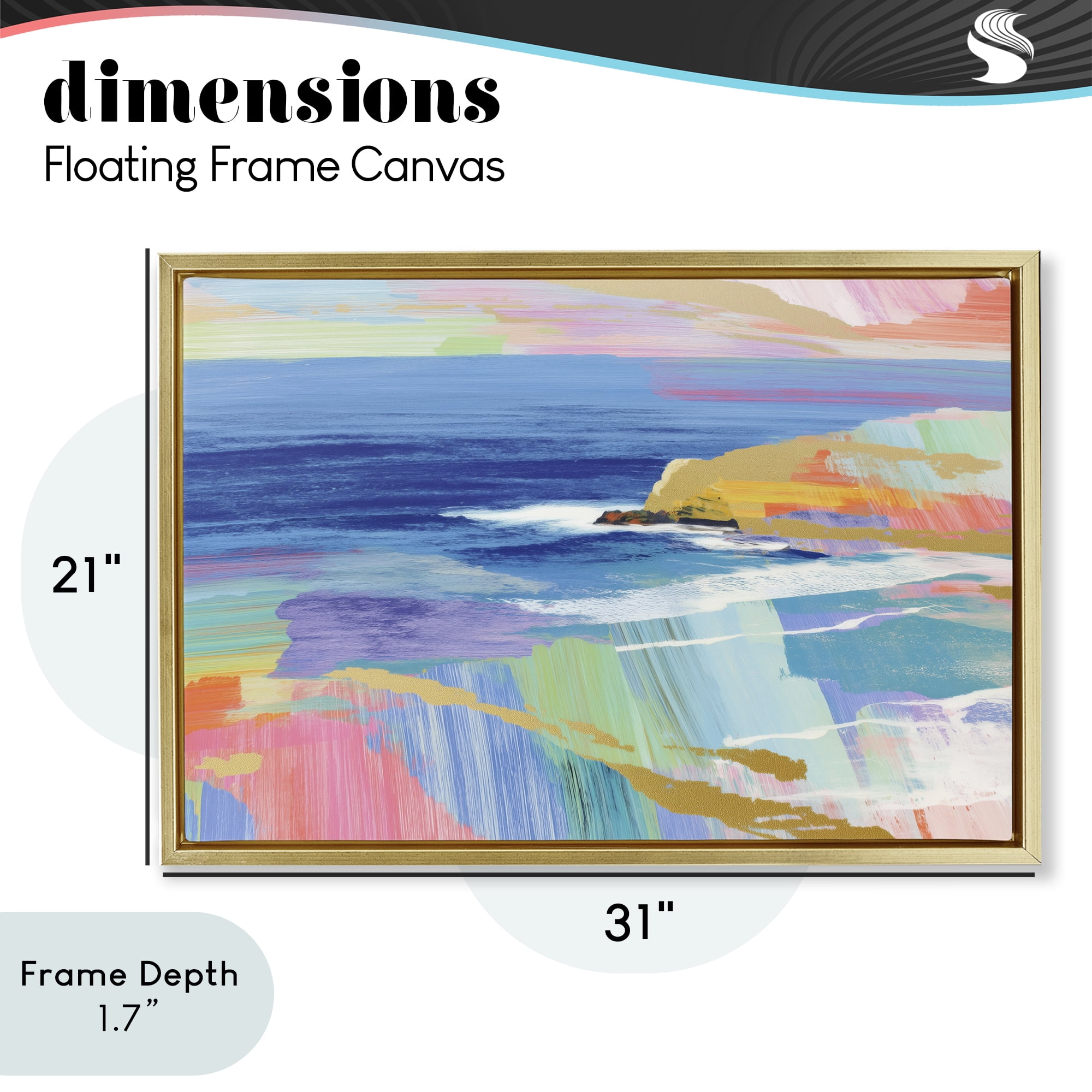 Stupell Industries Hawaii Coastline Abstraction Gold Framed Floater Canvas Wall Art, design by Chromatic Storm Studio