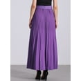 thumbnail image 3 of DARING DIVA Long Pleated Skirt for Women's Elastic High Waist A-line Maxi M Purple, 3 of 6