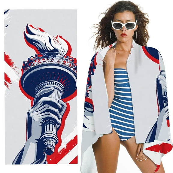 RKSupls quickly absorb moisture Beach Towel
- Liberty Torch With American Flag Print, Machine Washable Ideal for Bathroom, beach , Soft Super Absorbent- 30x60 in