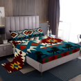 thumbnail image 1 of Erosebridal Tribal Aztec Sheet Set Full, Western Horse Bedding Sets Full Size, Rectangle Geometry Decor 4pcs, 1 of 7
