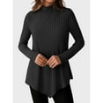 thumbnail image 4 of ClodeEU Womens Fall Tunic Tops，Turtleneck Lightweight Sweaters ， Long Sleeve Shirts，Asymmetrical Hem Top Black,Womens Plus L, 4 of 6