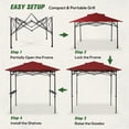 thumbnail image 5 of COOS BAY 8'x5' Pop up Grill Gazebo Portable BBQ Gazebo Canopy Tent with Carry Bag, Outdoor Barbeque Shelter, Red, 5 of 7