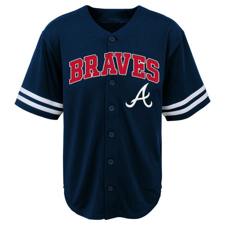 MLB Atlanta Braves TEE Short Sleeve Boys Fashion Jersey Tee 60% Cotton 40% Polyester BLACK Team Tee (Atlanta Braves Best Pitchers)