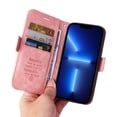 thumbnail image 6 of Dteck Wallet Case for iPhone 13 Pro Max Card Slots Holder Wrist Strap Lanyard Handbag Cover, PU Leather Shockproof Kickstand Magnetic Clasp Flip Folio Case for iPhone 13 Pro Max 6.7 Inch,Pink, 6 of 15