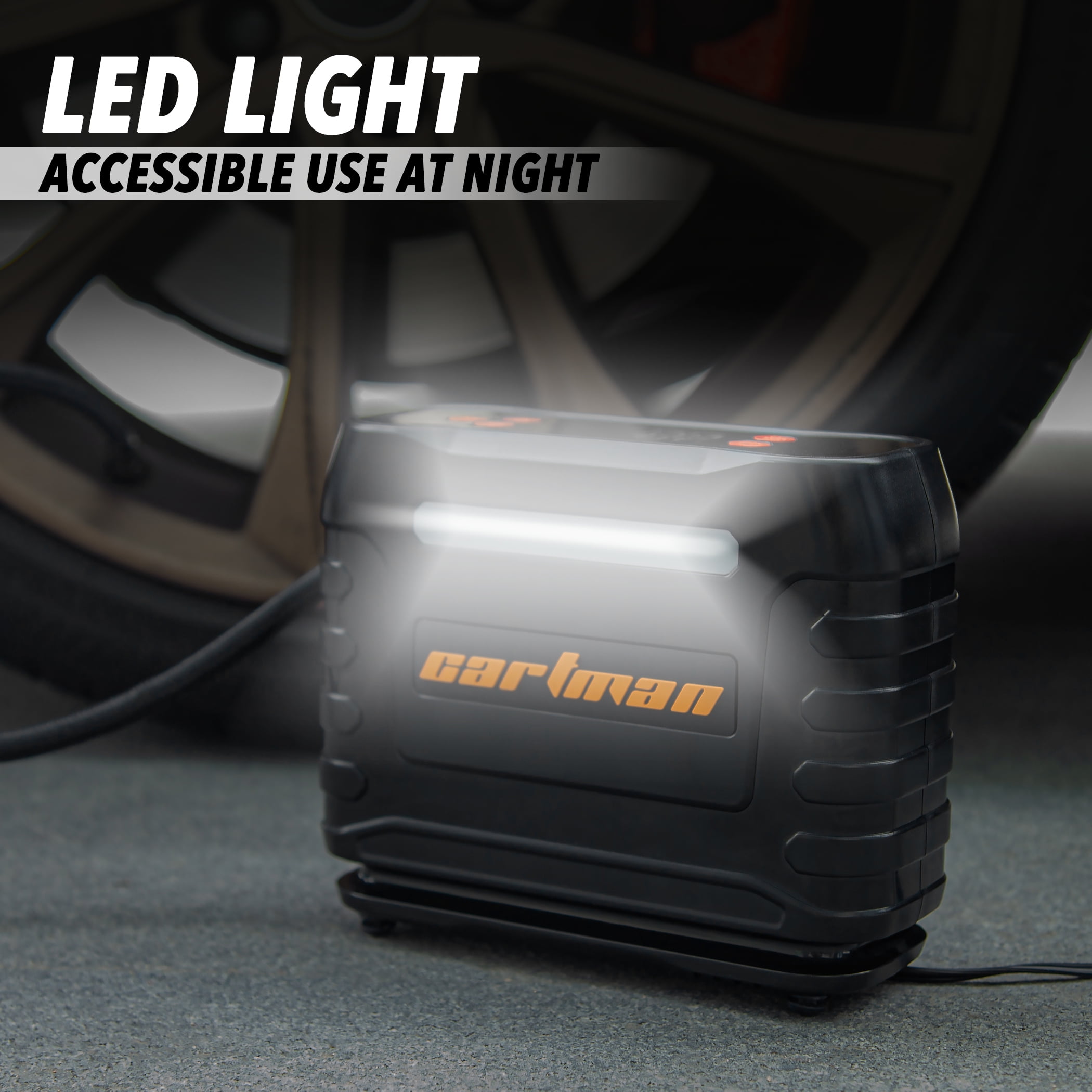 CARTMAN 12V Portable Tire Air Compressor - Black