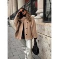 thumbnail image 3 of Abrigo informal de lana para mujer, chaqueta de manga larga con solapa de un solo pecho, Color liso, ropa de calle elegante, Otoño, 2024, 3 of 5