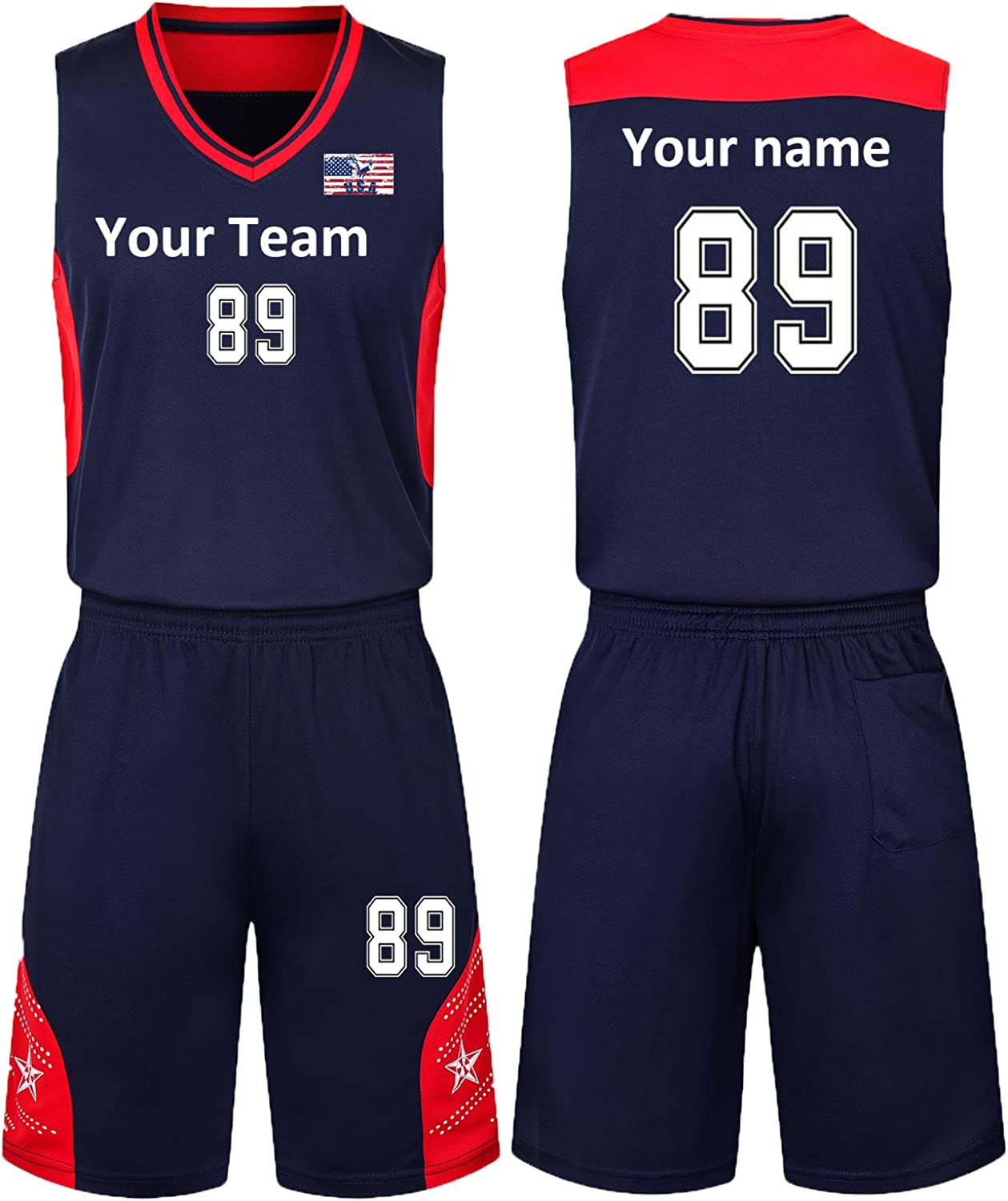  Custom Basketball Jersey Basketball Shorts and Top Set  Personalized Team Name/Number/Logo Suitable for Kids/Youth/Women/Men :  Clothing, Shoes & Jewelry