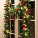 thumbnail image 1 of Guirnaldas navideñas decorativas, guirnalda iluminada a pilas para decoración interior y exterior, escena navideña clásica con piñas y frutos rojos, 5,92 pies, 1 of 6