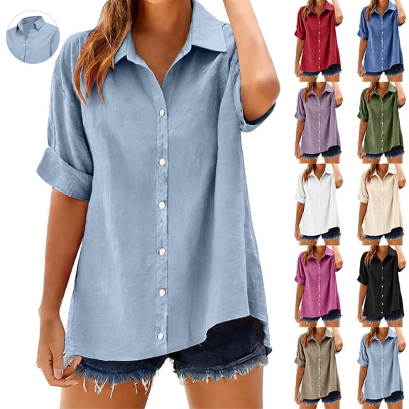 Kelon Ladies Tops and Blouses Collared Boho Tops Loose Fit Shirts Business Dressy Casual 2026 Fashion Boho Clothes, 5XL