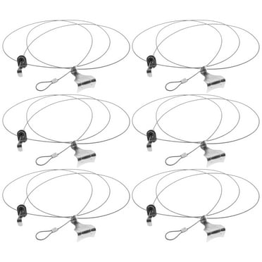 6 Sets Picture Rail Wires Picture Rail Hanging System Adjustable Wire Hooks Kit Gallery Supplies
