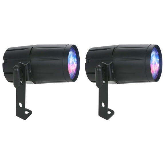 (2) American DJ PINSPOT LED QUAD DMX 8W RGBW Pinspot Lights w/ Remote For Events