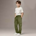 thumbnail image 2 of Delliss Boy Fashion Cargo Pants Boy Drawstring Pants Kid Cargo Pants Parachute Teen Boy Pants Dark Green 13 Years, 2 of 8