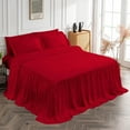 thumbnail image 3 of 4 Piece Long Ruffle Sheet Set, 20" Inch Long Ruffle On Corner Of The Flat Sheet, 18 Inch Deep Pocket, 100% Egyptian Cotton, 800 TC, Twin XL Size, Solid Blood Red, 3 of 9
