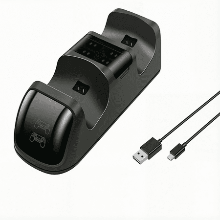 For Dual PS4 Controller Charging Dock Black LED Indicator Contact Pin Fast Charger Stand Anti Slip ABS Game Accessory Compatible with PS4 PS4 Slim Wireless Controllers