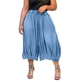 thumbnail image 2 of Karymi Womens Shorts Elastic Smocked High Waist Capri Jeans, Baggy Balloon 7/8 Length Cropped Pants, Elastic Cuffed Hem Denim Culottes With Side Pockets Linen&nbsp;Pants&nbsp;Women, 2 of 7