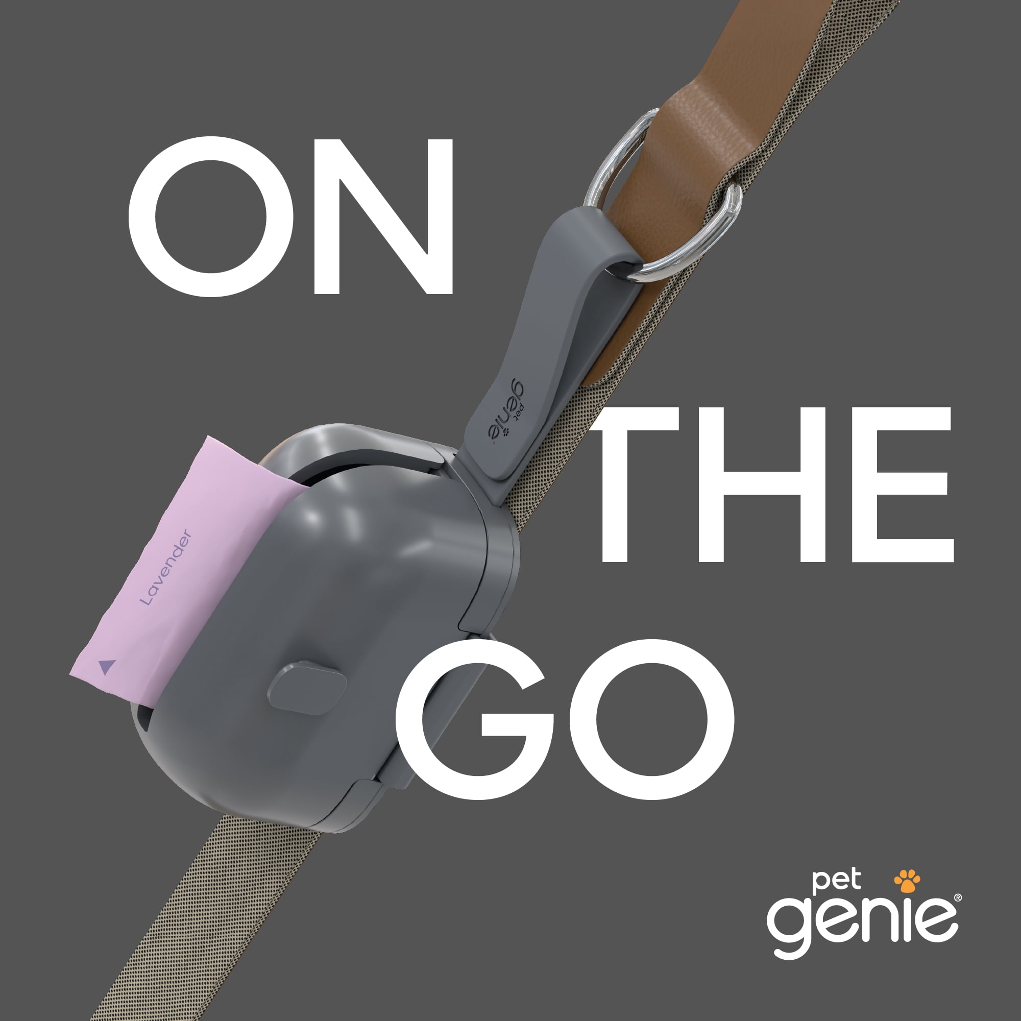 Pet Genie on the Go Dog Poop Bags Dispenser, Roll of 15 Lavender-Scented Bags Included